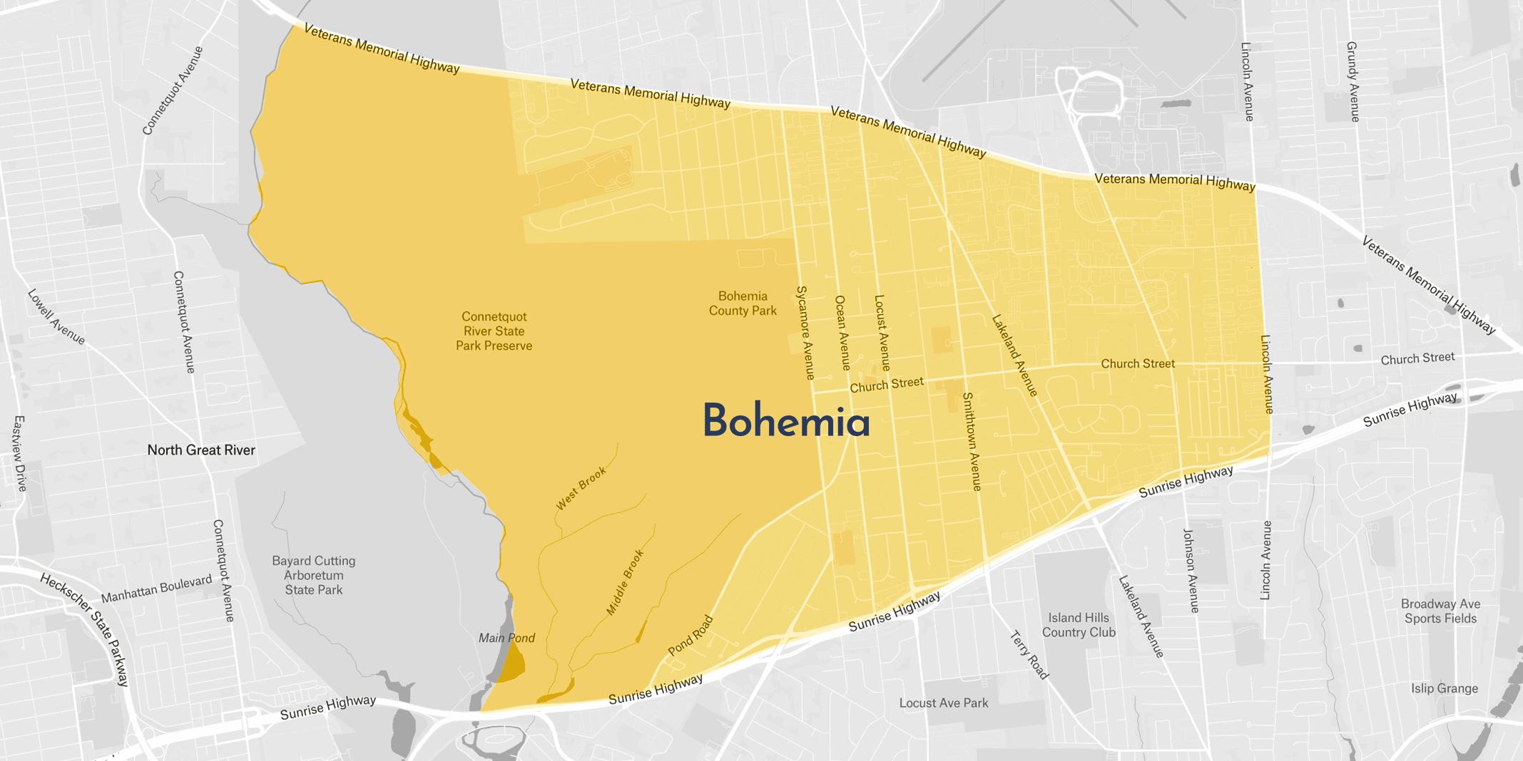 Map of Bohemia NY