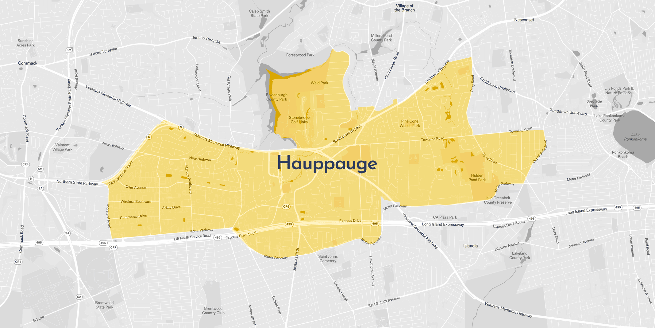 Map of Hauppauge NY