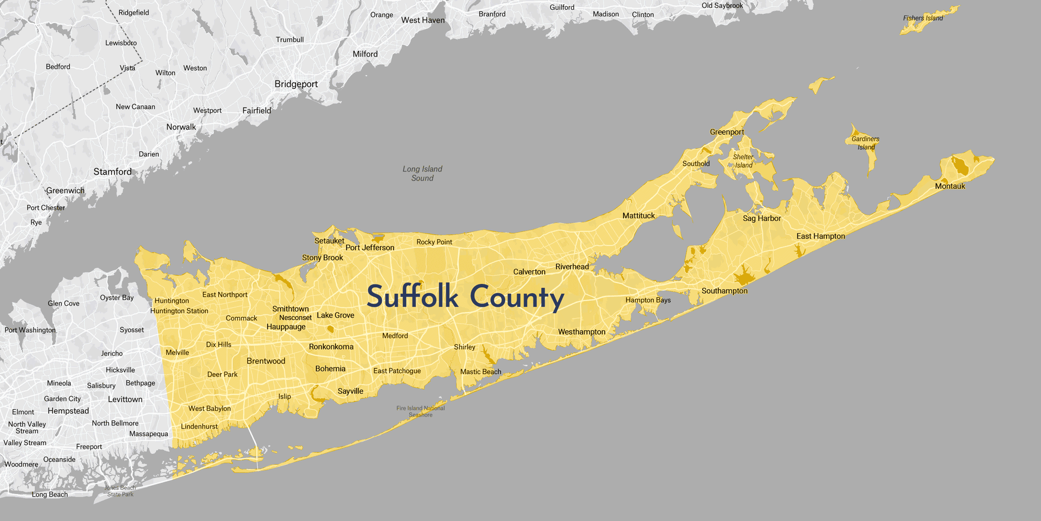 Map of Suffolk County NY